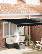 vidaXL Прибираща се тента Черно 350 x 250 cm Тъкан и алуминий