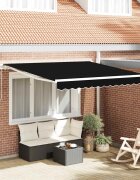 vidaXL Прибираща се тента Черно 350 x 250 cm Тъкан и алуминий