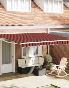 vidaXL Прибираща се тента Червен и Черен 350 x 250 cm Тъкан и алуминий