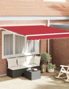 vidaXL Прибираща се тента Червено 300 x 250 cm Полиестер