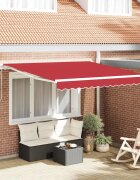 vidaXL Прибираща се тента Червено 300 x 250 cm Тъкан и алуминий