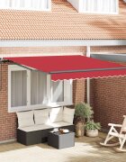 vidaXL Прибираща се тента Червено 300 x 250 cm Тъкан и алуминий
