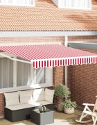 vidaXL Прибираща се тента Червено и бяло 300 x 250 cm