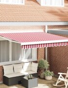 vidaXL Прибираща се тента Червено и бяло 300 x 250 x 165 см
