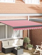 vidaXL Прибираща се тента Червено и бяло 350 x 250 cm