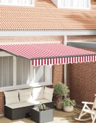 vidaXL Прибираща се тента Червено и бяло 350 x 250 cm