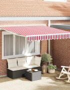 vidaXL Прибираща се тента Червено и бяло 350 x 250 cm Полиестер