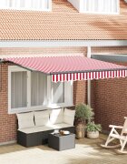 vidaXL Прибираща се тента Червено и бяло 350 x 250 cm Тъкан и алуминий