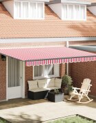 vidaXL Прибираща се тента Червено и бяло 450 × 350 cm