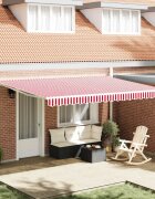 vidaXL Прибираща се тента Червено и бяло 450 × 350 cm Полиестер