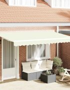 vidaXL Прибираща се тента Крем 350 x 200 cm текстил
