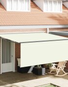 vidaXL Прибираща се тента Крем 400 × 300 cm Полиестер и алуминий