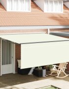 vidaXL Прибираща се тента Кремаво 350 x 250 cm Платно и алуминий