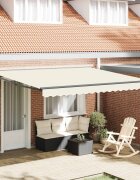vidaXL Прибираща се тента Кремаво 350 x 250 x 165 см Текстил и Метал