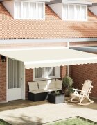 vidaXL Прибираща се тента Кремаво 450 × 300 cm Платно и алуминий