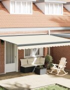 vidaXL Прибираща се тента Кремаво 450 × 300 cm Платно и алуминий