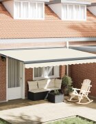 vidaXL Прибираща се тента Кремаво 450 x 300 x 165 см Текстил и Метал