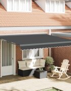 vidaXL Прибираща се тента Оранжево и бяло 350 x 250 x 165 см