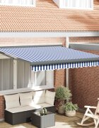 vidaXL Прибираща се тента Синьо и бяло 300 x 250 x 165 см