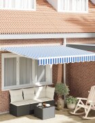 vidaXL Прибираща се тента Синьо и бяло 350 x 250 cm