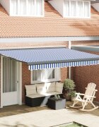 vidaXL Прибираща се тента Синьо и бяло 350 x 250 x 165 см