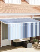 vidaXL Прибираща се тента Синьо и бяло 400 x 200 cm