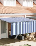 vidaXL Прибираща се тента Синьо и бяло 400 × 300 cm