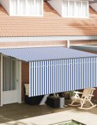 vidaXL Прибираща се тента Синьо и бяло 400 × 300 cm