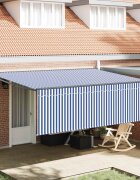 vidaXL Прибираща се тента Синьо и бяло 400 × 300 cm