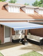 vidaXL Прибираща се тента Синьо и бяло 450 × 300 cm