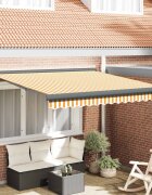 vidaXL | Прибираща се тента | Синьо и бяло с бяла рамка 3 x 25 m