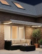 vidaXL Прибираща се тента Светлосив и бял 300 x 250 cm