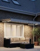 vidaXL Прибираща се тента Светлосив и бял 300 x 250 cm Полиестер