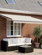 vidaXL Прибираща се тента Светлосив и бял 300 x 250 cm Текстил и Метал