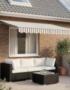vidaXL Прибираща се тента Светлосив и бял 35 x 2 m текстил