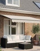 vidaXL Прибираща се тента Светлосив и бял 350 x 250 cm