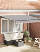 vidaXL Прибираща се тента Светлосиво 300 x 250 cm Полиестер