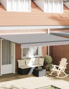 vidaXL Прибираща се тента Светлосиво 400 × 350 cm Полиестер и алуминий