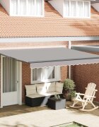 vidaXL Прибираща се тента Светлосиво 400 × 350 cm Тъкан и алуминий