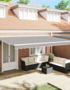 vidaXL Прибираща се тента Светлосиво 500 × 300 cm Тъкан и алуминий