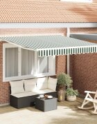 vidaXL Прибираща се тента Зелен и бял 300 x 250 cm Полиестер