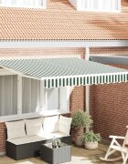 vidaXL Прибираща се тента Зелен и бял 300 x 250 cm Тъкан и алуминий