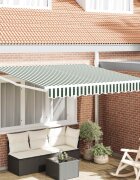 vidaXL Прибираща се тента Зелен и бял 300 x 250 x 165 см