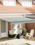 vidaXL Прибираща се тента Зелен и бял 400 × 300 cm