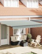 vidaXL Прибираща се тента Зелен и бял 400 × 300 cm