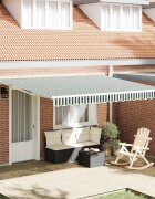 vidaXL Прибираща се тента Зелен и бял 400 × 300 cm Полиестер