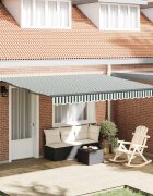 vidaXL Прибираща се тента Зелен и бял 400 × 300 cm Полиестер