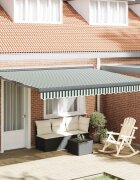 vidaXL Прибираща се тента Зелен и бял 400 x 300 x 165 см