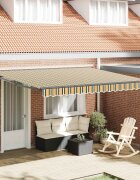 vidaXL Прибираща се тента Зелен и бял 400 × 350 cm Полиестер