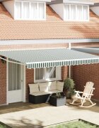 vidaXL Прибираща се тента Зелен и бял 450 x 300 x 165 см
